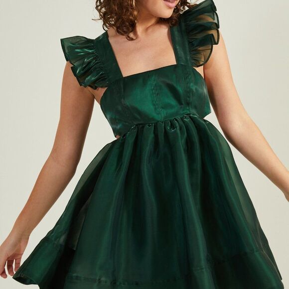 Altar'd State Dresses & Skirts - Altar’d State Paisley Flutter Sleeve Mini Dress Hunter Green L NWT